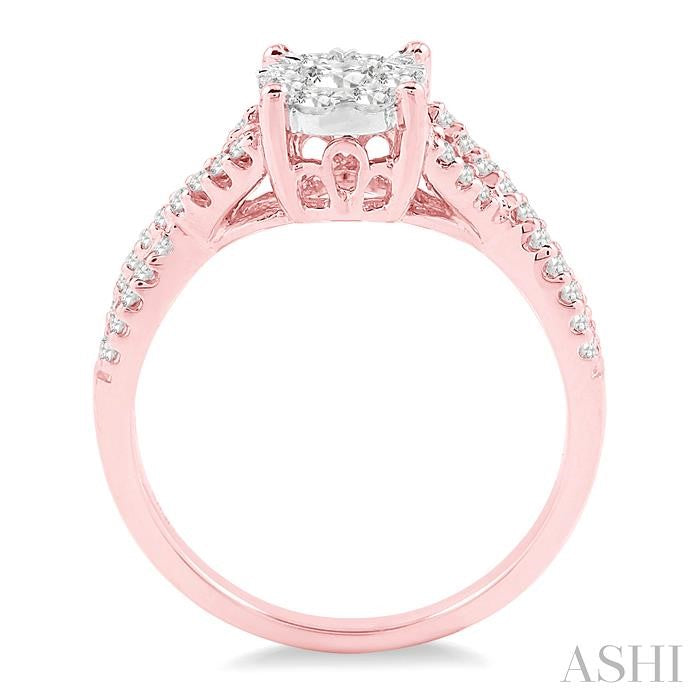 ASHI Round Shape Lovebright Diamond Engagement Ring 19495PPFGPW-LE