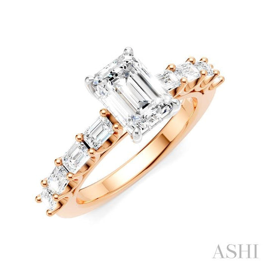 ASHI Emerald Shape Semi-Mount Diamond Engagement Ring 194A2PPFHPW-SM-EM1