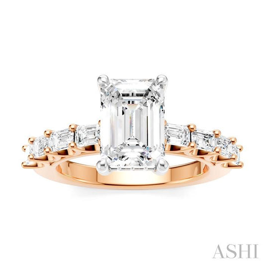 ASHI Emerald Shape Semi-Mount Diamond Engagement Ring 194A2PPFHPW-SM-EM2