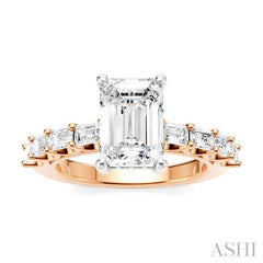 ASHI Emerald Shape Semi-Mount Diamond Engagement Ring 194A2PPFHPW-SM-EM2