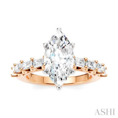 ASHI Marquise Shape Semi-Mount Diamond Engagement Ring 194A2PPFHPW-SM-MQ2