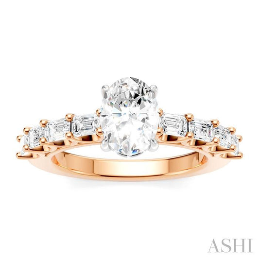 ASHI Oval Shape Semi-Mount Diamond Engagement Ring 194A2PPFHPW-SM-OV1