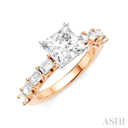 ASHI Princess Shape Semi-Mount Diamond Engagement Ring 194A2PPFHPW-SM-PN1