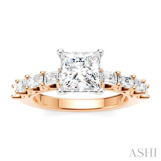 ASHI Princess Shape Semi-Mount Diamond Engagement Ring 194A2PPFHPW-SM-PN1