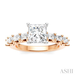 ASHI Princess Shape Semi-Mount Diamond Engagement Ring 194A2PPFHPW-SM-PN1
