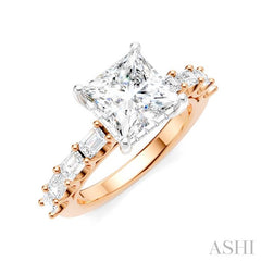 ASHI Princess Shape Semi-Mount Diamond Engagement Ring 194A2PPFHPW-SM-PN2