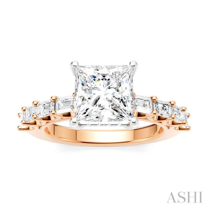 ASHI Princess Shape Semi-Mount Diamond Engagement Ring 194A2PPFHPW-SM-PN2