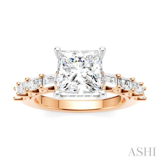 ASHI Princess Shape Semi-Mount Diamond Engagement Ring 194A2PPFHPW-SM-PN2