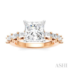 ASHI Princess Shape Semi-Mount Diamond Engagement Ring 194A2PPFHPW-SM-PN2