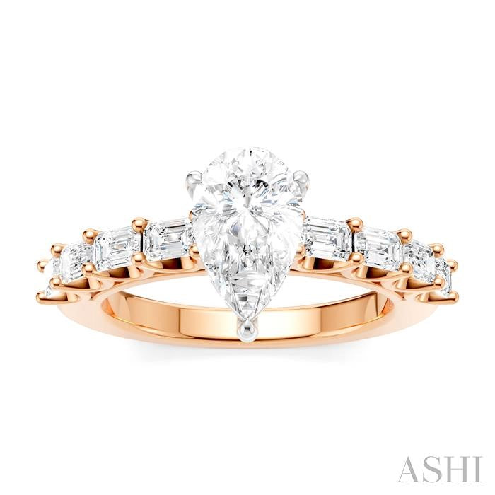 ASHI Pear Shape Semi-Mount Diamond Engagement Ring 194A2PPFHPW-SM-PR1