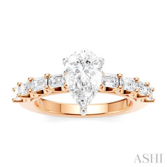 ASHI Pear Shape Semi-Mount Diamond Engagement Ring 194A2PPFHPW-SM-PR1