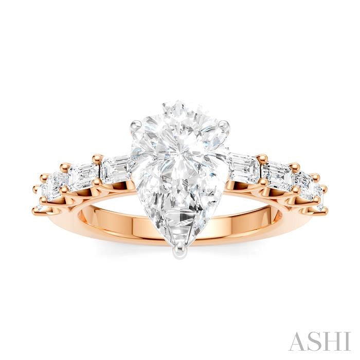 ASHI Pear Shape Semi-Mount Diamond Engagement Ring 194A2PPFHPW-SM-PR2
