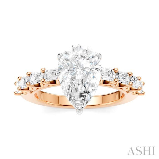 ASHI Pear Shape Semi-Mount Diamond Engagement Ring 194A2PPFHPW-SM-PR2