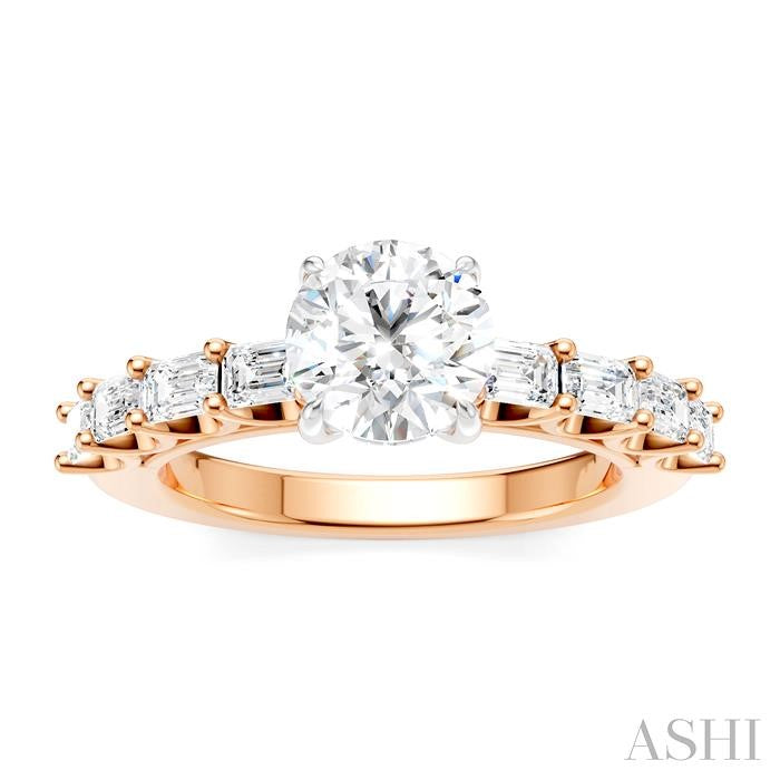 ASHI Round Shape Semi-Mount Diamond Engagement Ring 194A2PPFHPW-SM-RD1