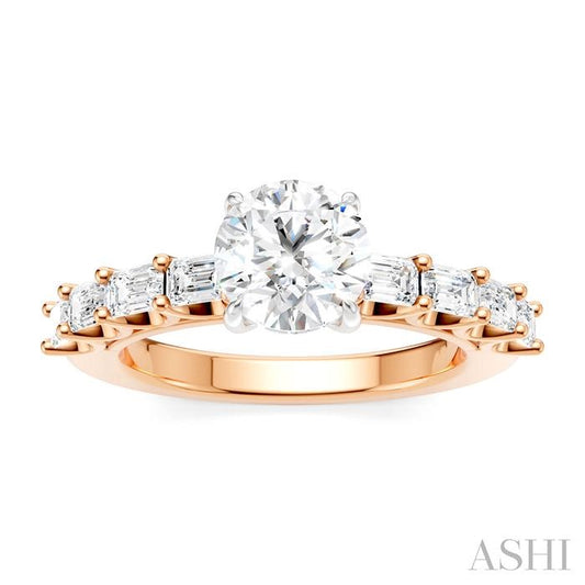 ASHI Round Shape Semi-Mount Diamond Engagement Ring 194A2PPFHPW-SM-RD1