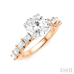 ASHI Round Shape Semi-Mount Diamond Engagement Ring 194A2PPFHPW-SM-RD2