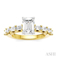 ASHI Emerald Shape Semi-Mount Diamond Engagement Ring 194A2PPFHYW-SM-EM1