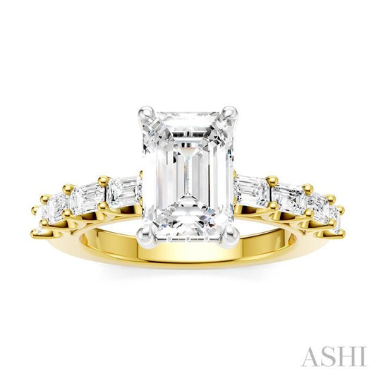 ASHI Emerald Shape Semi-Mount Diamond Engagement Ring 194A2PPFHYW-SM-EM2