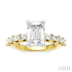ASHI Emerald Shape Semi-Mount Diamond Engagement Ring 194A2PPFHYW-SM-EM2