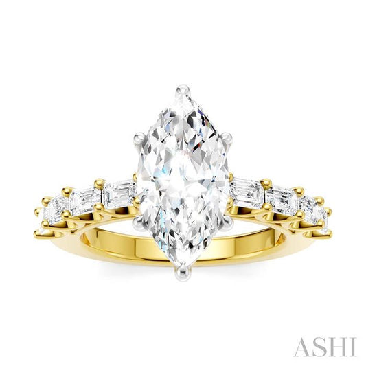ASHI Marquise Shape Semi-Mount Diamond Engagement Ring 194A2PPFHYW-SM-MQ2