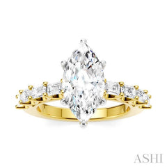 ASHI Marquise Shape Semi-Mount Diamond Engagement Ring 194A2PPFHYW-SM-MQ2