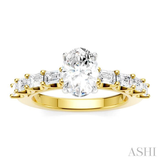 ASHI Oval Shape Semi-Mount Diamond Engagement Ring 194A2PPFHYW-SM-OV1