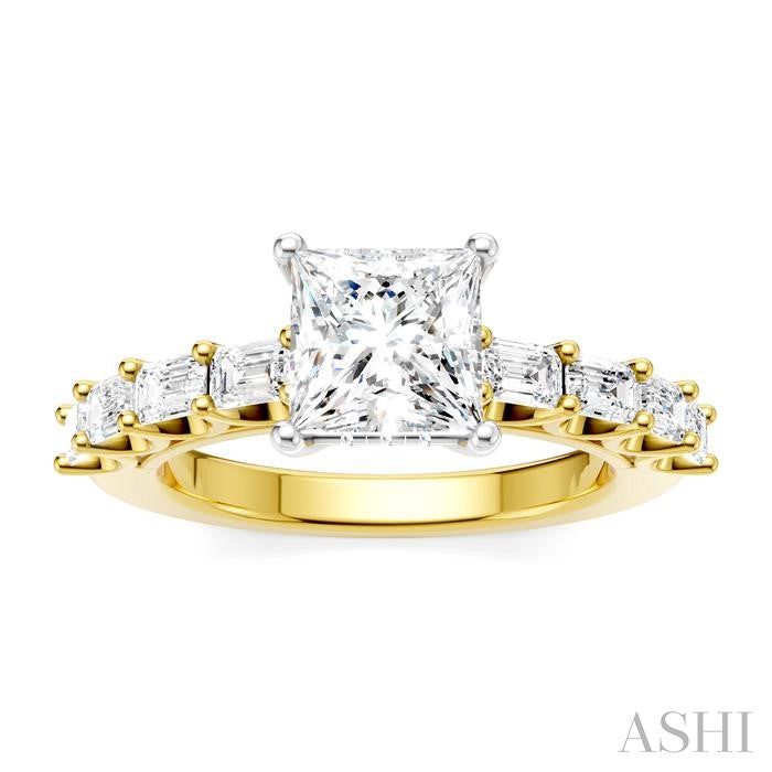 ASHI Princess Shape Semi-Mount Diamond Engagement Ring 194A2PPFHYW-SM-PN1