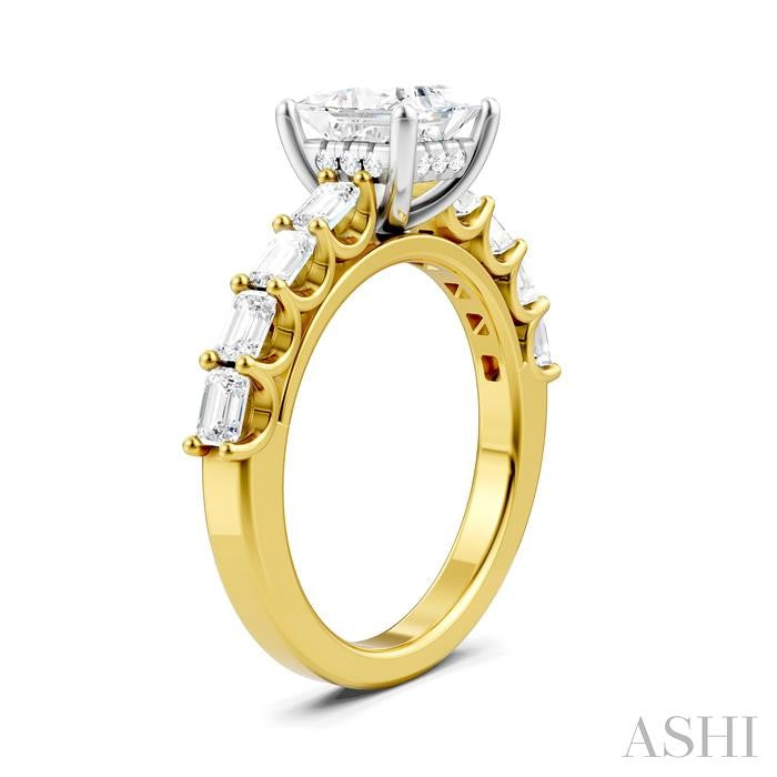 ASHI Princess Shape Semi-Mount Diamond Engagement Ring 194A2PPFHYW-SM-PN1