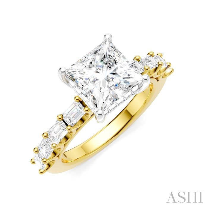 ASHI Princess Shape Semi-Mount Diamond Engagement Ring 194A2PPFHYW-SM-PN2