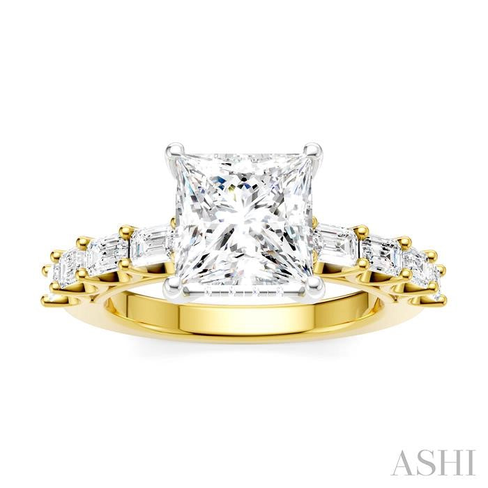 ASHI Princess Shape Semi-Mount Diamond Engagement Ring 194A2PPFHYW-SM-PN2