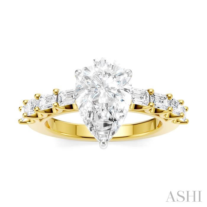 ASHI Pear Shape Semi-Mount Diamond Engagement Ring 194A2PPFHYW-SM-PR2