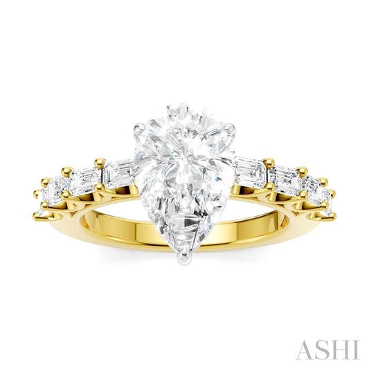 ASHI Pear Shape Semi-Mount Diamond Engagement Ring 194A2PPFHYW-SM-PR2