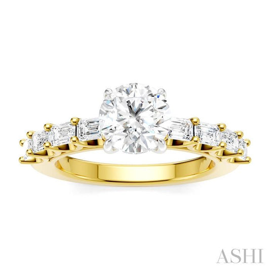 ASHI Round Shape Semi-Mount Diamond Engagement Ring 194A2PPFHYW-SM-RD1