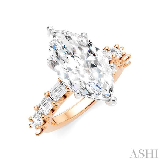 ASHI Marquise Shape Semi-Mount Diamond Engagement Ring 194ACPPFHPW-SM-MQ4