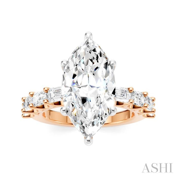 ASHI Marquise Shape Semi-Mount Diamond Engagement Ring 194ACPPFHPW-SM-MQ4