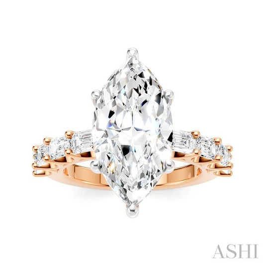 ASHI Marquise Shape Semi-Mount Diamond Engagement Ring 194ACPPFHPW-SM-MQ4