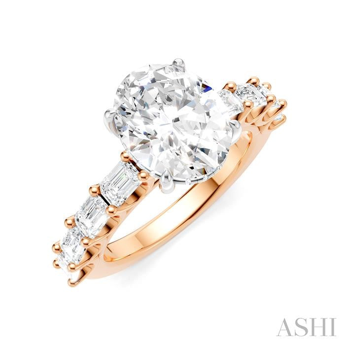 ASHI Oval Shape Semi-Mount Diamond Engagement Ring 194ACPPFHPW-SM-OV3