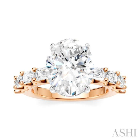 ASHI Oval Shape Semi-Mount Diamond Engagement Ring 194ACPPFHPW-SM-OV4