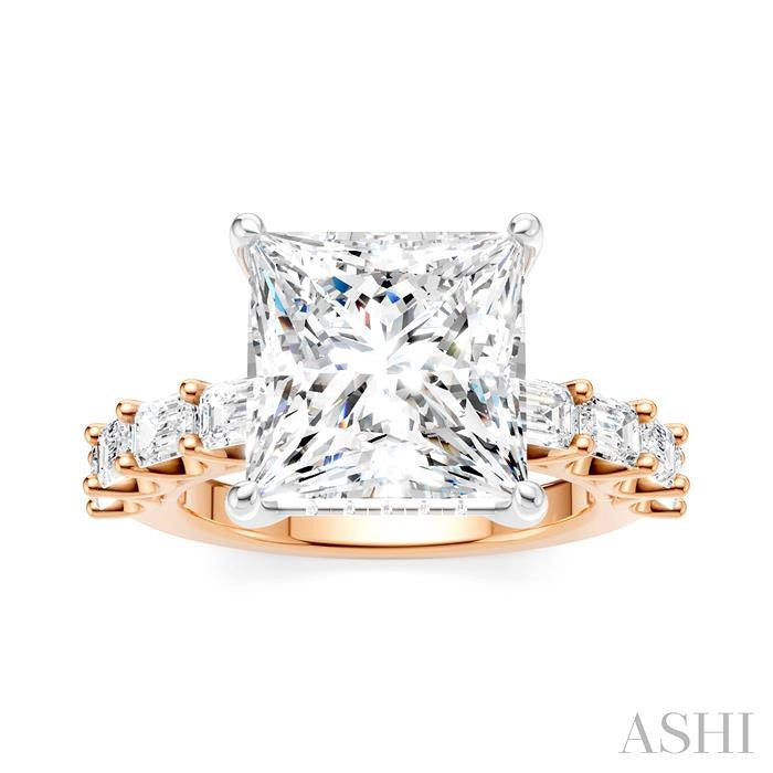 ASHI Princess Shape Semi-Mount Diamond Engagement Ring 194ACPPFHPW-SM-PN5