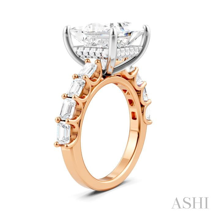 ASHI Princess Shape Semi-Mount Diamond Engagement Ring 194ACPPFHPW-SM-PN5
