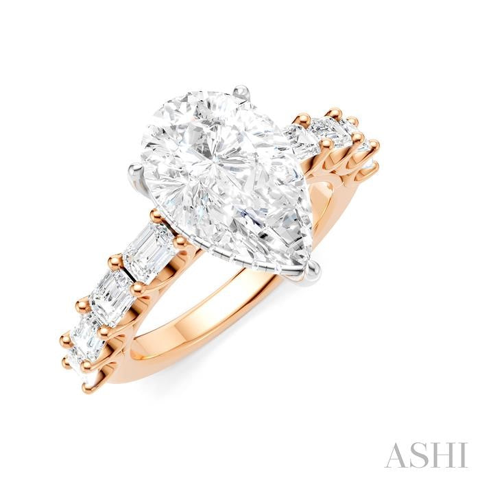 ASHI Pear Shape Semi-Mount Diamond Engagement Ring 194ACPPFHPW-SM-PR3