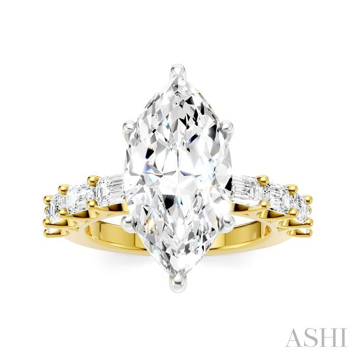 ASHI Marquise Shape Semi-Mount Diamond Engagement Ring 194ACPPFHYW-SM-MQ4