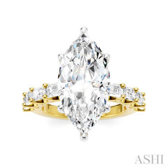 ASHI Marquise Shape Semi-Mount Diamond Engagement Ring 194ACPPFHYW-SM-MQ5