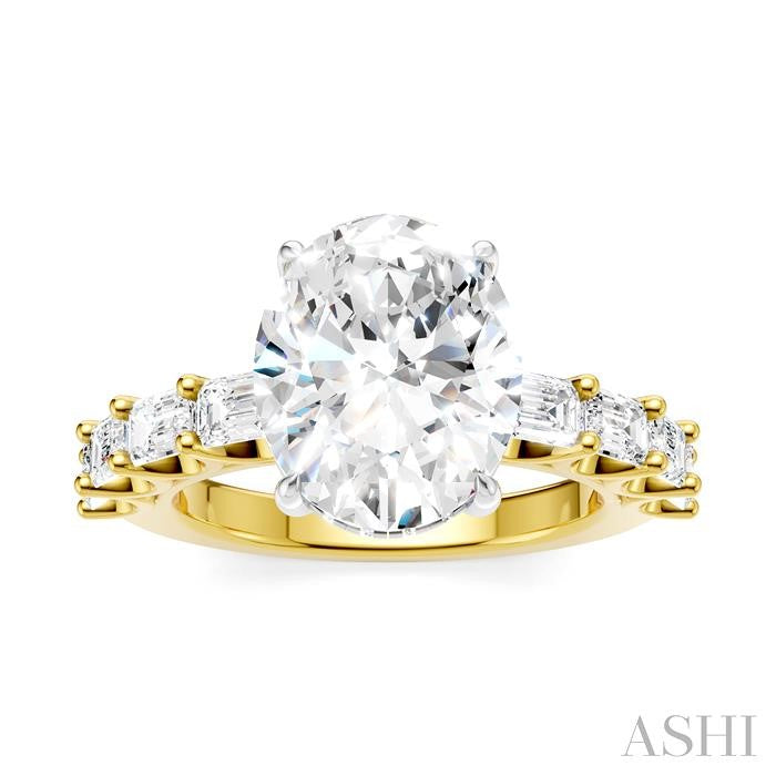 ASHI Oval Shape Semi-Mount Diamond Engagement Ring 194ACPPFHYW-SM-OV4