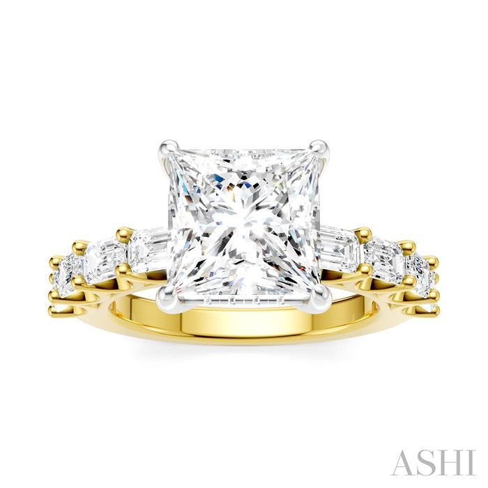 ASHI Princess Shape Semi-Mount Diamond Engagement Ring 194ACPPFHYW-SM-PN3