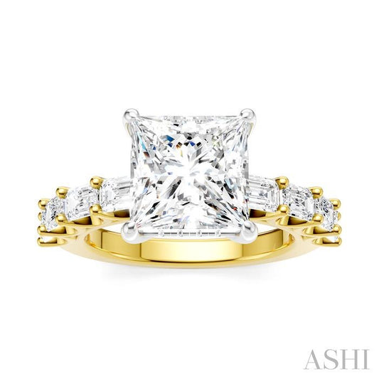 ASHI Princess Shape Semi-Mount Diamond Engagement Ring 194ACPPFHYW-SM-PN3