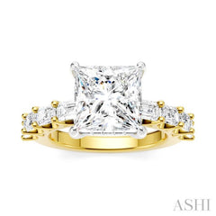 ASHI Princess Shape Semi-Mount Diamond Engagement Ring 194ACPPFHYW-SM-PN3