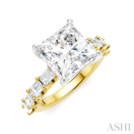ASHI Princess Shape Semi-Mount Diamond Engagement Ring 194ACPPFHYW-SM-PN4