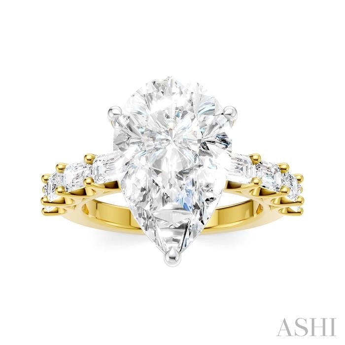 ASHI Pear Shape Semi-Mount Diamond Engagement Ring 194ACPPFHYW-SM-PR5