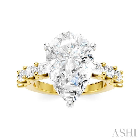 ASHI Pear Shape Semi-Mount Diamond Engagement Ring 194ACPPFHYW-SM-PR5
